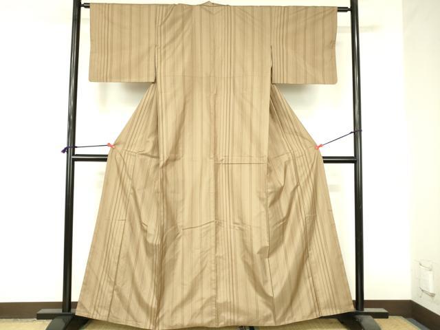 平和屋着物●本場縞大島紬　間道　正絹　逸品　DABI5129op