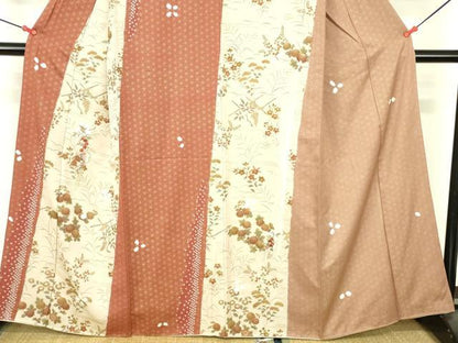 平和屋着物●訪問着　刺繍　絞り　枝垂れ藤　草花　麻の葉文様　金彩　正絹　逸品　DABI5136op