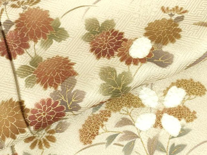 平和屋着物●訪問着　刺繍　絞り　枝垂れ藤　草花　麻の葉文様　金彩　正絹　逸品　DABI5136op