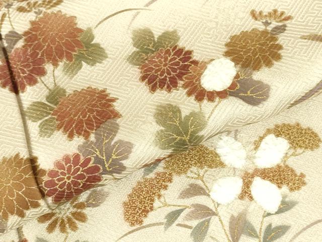 平和屋着物●訪問着　刺繍　絞り　枝垂れ藤　草花　麻の葉文様　金彩　正絹　逸品　DABI5136op