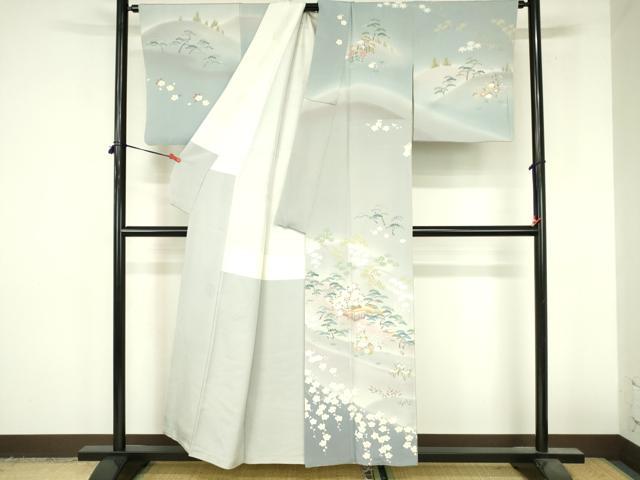 平和屋着物●訪問着　友禅　風景花文　暈し染め　正絹　逸品　DABI5139op