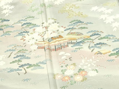 平和屋着物●訪問着　友禅　風景花文　暈し染め　正絹　逸品　DABI5139op