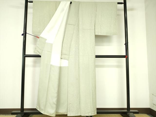 平和屋着物▼上質な色無地　花唐草地紋　裏葉柳色　正絹　逸品　DABI5144op