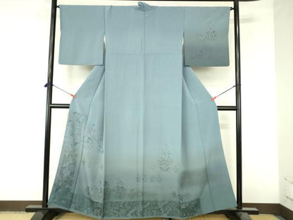 平和屋着物●中国三大刺繍　スワトウ刺繍　汕頭刺繍　総刺繍　訪問着　草花文　暈し染め　金彩　正絹　逸品　DABI5149op