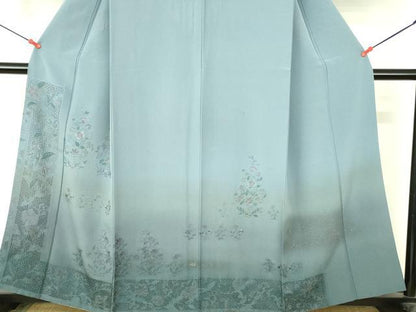平和屋着物●中国三大刺繍　スワトウ刺繍　汕頭刺繍　総刺繍　訪問着　草花文　暈し染め　金彩　正絹　逸品　DABI5149op