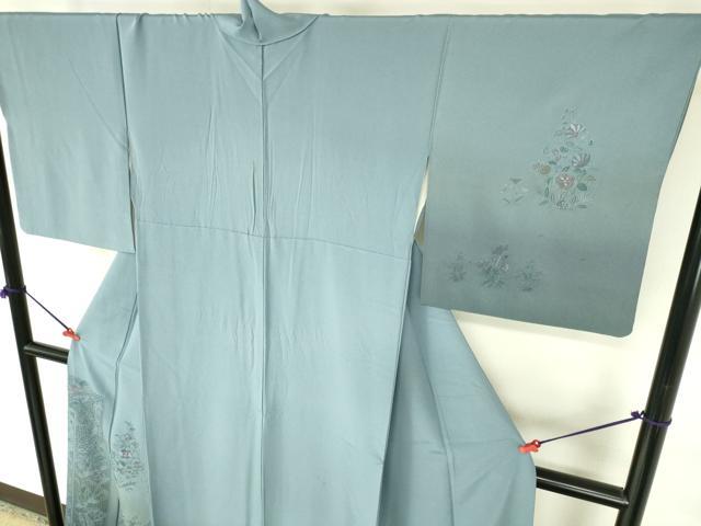 平和屋着物●中国三大刺繍　スワトウ刺繍　汕頭刺繍　総刺繍　訪問着　草花文　暈し染め　金彩　正絹　逸品　DABI5149op