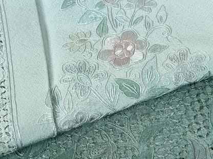 平和屋着物●中国三大刺繍　スワトウ刺繍　汕頭刺繍　総刺繍　訪問着　草花文　暈し染め　金彩　正絹　逸品　DABI5149op