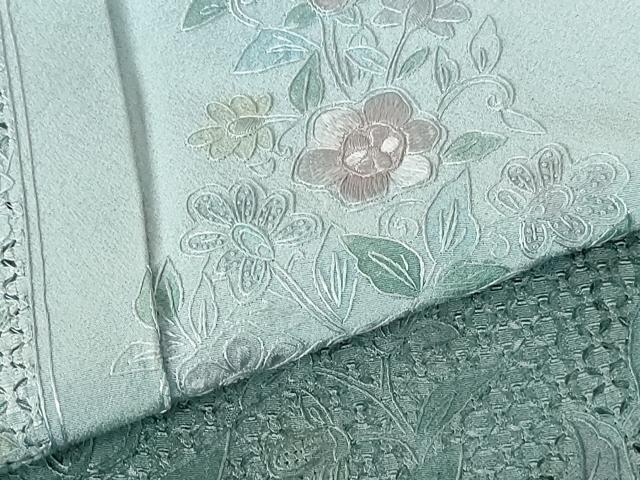 平和屋着物●中国三大刺繍　スワトウ刺繍　汕頭刺繍　総刺繍　訪問着　草花文　暈し染め　金彩　正絹　逸品　DABI5149op