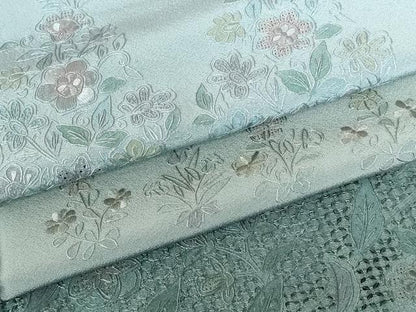 平和屋着物●中国三大刺繍　スワトウ刺繍　汕頭刺繍　総刺繍　訪問着　草花文　暈し染め　金彩　正絹　逸品　DABI5149op