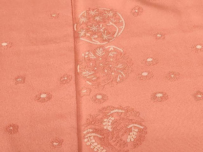 平和屋着物●中国三大刺繍　相良刺繍　総刺繍　訪問着　花松丸文　ロング丈　正絹　逸品　DABI5150op
