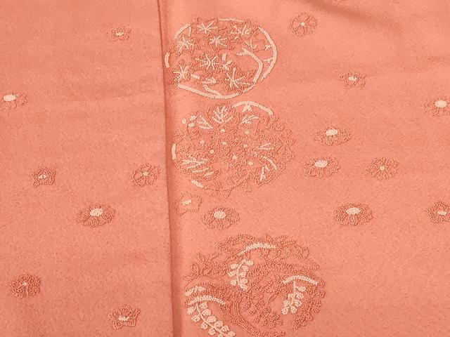 平和屋着物●中国三大刺繍　相良刺繍　総刺繍　訪問着　花松丸文　ロング丈　正絹　逸品　DABI5150op