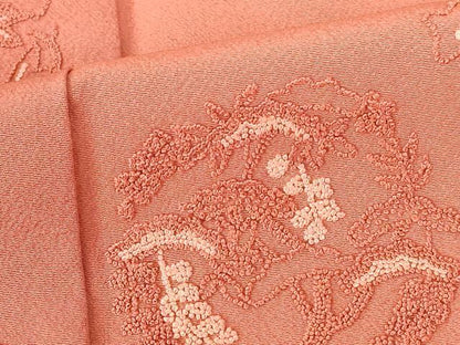 平和屋着物●中国三大刺繍　相良刺繍　総刺繍　訪問着　花松丸文　ロング丈　正絹　逸品　DABI5150op