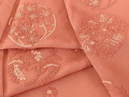 平和屋着物●中国三大刺繍　相良刺繍　総刺繍　訪問着　花松丸文　ロング丈　正絹　逸品　DABI5150op