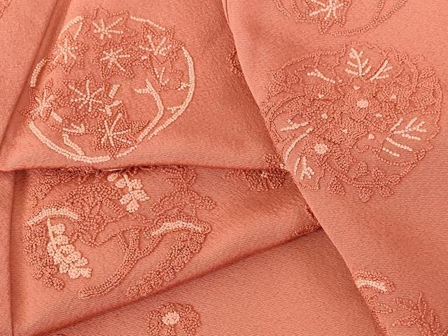 平和屋着物●中国三大刺繍　相良刺繍　総刺繍　訪問着　花松丸文　ロング丈　正絹　逸品　DABI5150op