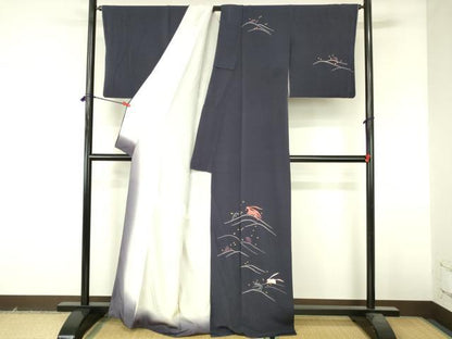 平和屋着物▼訪問着　総刺繍　立波文　跳び兎　金彩　正絹　逸品　DABI5157op