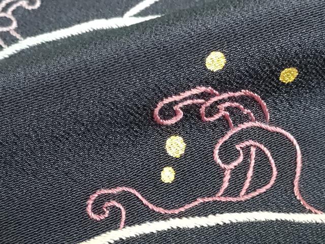 平和屋着物▼訪問着　総刺繍　立波文　跳び兎　金彩　正絹　逸品　DABI5157op