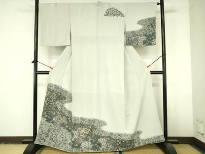 平和屋着物●訪問着　絞り　更紗花文　金彩　正絹　逸品　DABI5163op