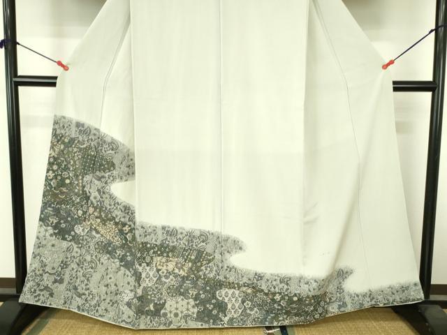 平和屋着物●訪問着　絞り　更紗花文　金彩　正絹　逸品　DABI5163op