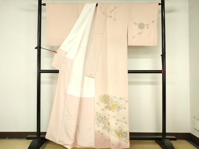 平和屋着物●訪問着　駒刺繍　更紗花唐草文　暈し染め　金彩　正絹　逸品　DABI5165op