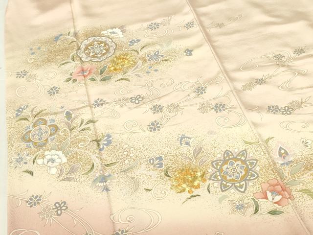 平和屋着物●訪問着　駒刺繍　更紗花唐草文　暈し染め　金彩　正絹　逸品　DABI5165op