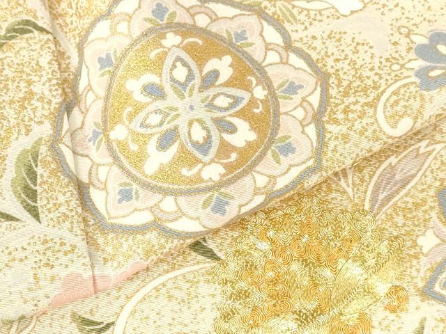 平和屋着物●訪問着　駒刺繍　更紗花唐草文　暈し染め　金彩　正絹　逸品　DABI5165op