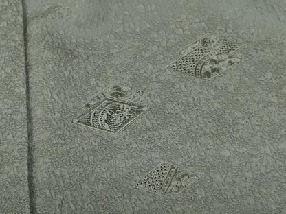 平和屋着物●中国三大刺繍　スワトウ刺繍　汕頭刺繍　総刺繍　無地絵羽訪問着　花菱文　山鳩色　正絹　逸品　未使用　DABI5167op