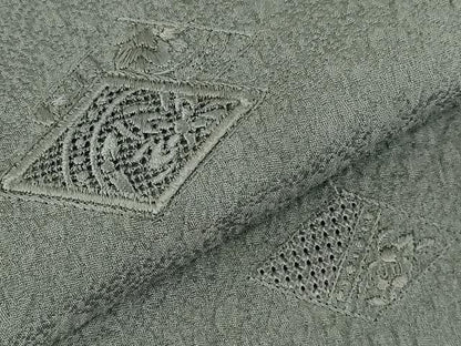 平和屋着物●中国三大刺繍　スワトウ刺繍　汕頭刺繍　総刺繍　無地絵羽訪問着　花菱文　山鳩色　正絹　逸品　未使用　DABI5167op