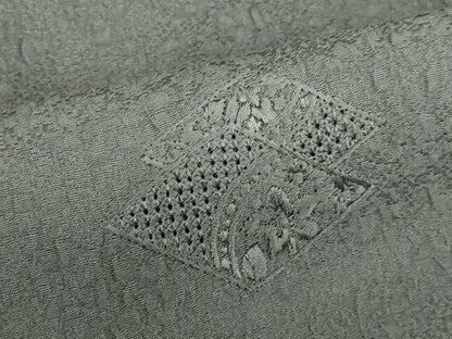 平和屋着物●中国三大刺繍　スワトウ刺繍　汕頭刺繍　総刺繍　無地絵羽訪問着　花菱文　山鳩色　正絹　逸品　未使用　DABI5167op
