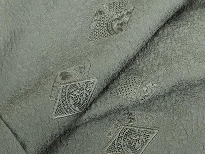 平和屋着物●中国三大刺繍　スワトウ刺繍　汕頭刺繍　総刺繍　無地絵羽訪問着　花菱文　山鳩色　正絹　逸品　未使用　DABI5167op