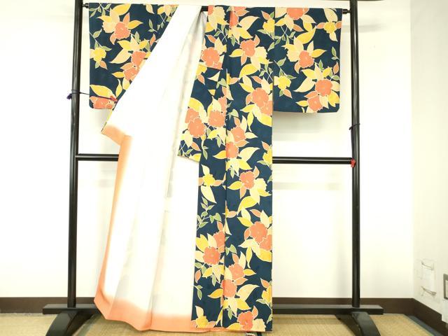 平和屋着物●上質な小紋　地紋起こし　草花文　正絹　逸品　DABI5171op