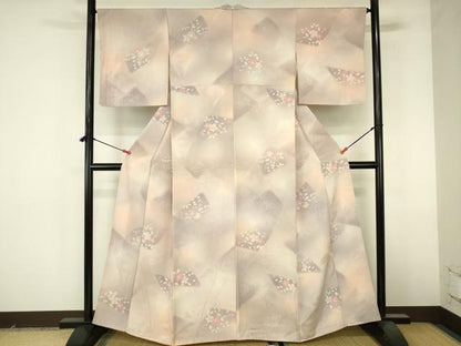 平和屋着物●上質な小紋　地紋起こし　草花文　暈し染め　正絹　逸品　DABI5173op