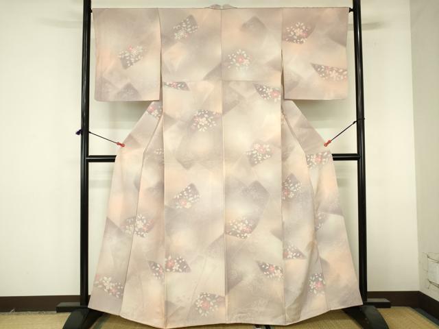 平和屋着物●上質な小紋　地紋起こし　草花文　暈し染め　正絹　逸品　DABI5173op