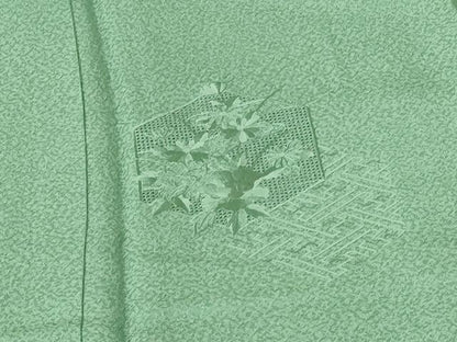 平和屋着物●中国三大刺繍　スワトウ刺繍　汕頭刺繍　総刺繍　色留袖　亀甲花文　薄青色　正絹　逸品　未使用　DABI5179op　