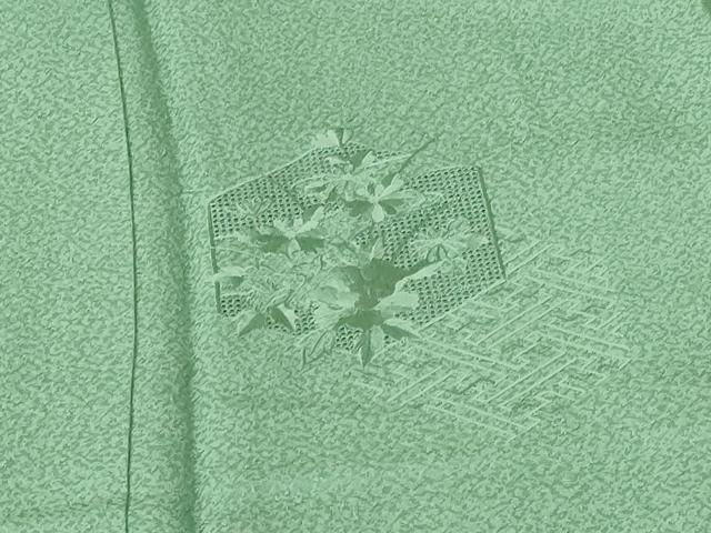 平和屋着物●中国三大刺繍　スワトウ刺繍　汕頭刺繍　総刺繍　色留袖　亀甲花文　薄青色　正絹　逸品　未使用　DABI5179op　