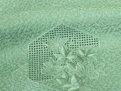 平和屋着物●中国三大刺繍　スワトウ刺繍　汕頭刺繍　総刺繍　色留袖　亀甲花文　薄青色　正絹　逸品　未使用　DABI5179op　