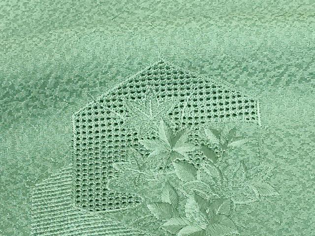 平和屋着物●中国三大刺繍　スワトウ刺繍　汕頭刺繍　総刺繍　色留袖　亀甲花文　薄青色　正絹　逸品　未使用　DABI5179op　