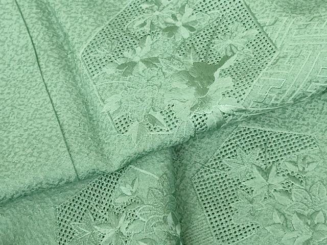 平和屋着物●中国三大刺繍　スワトウ刺繍　汕頭刺繍　総刺繍　色留袖　亀甲花文　薄青色　正絹　逸品　未使用　DABI5179op　