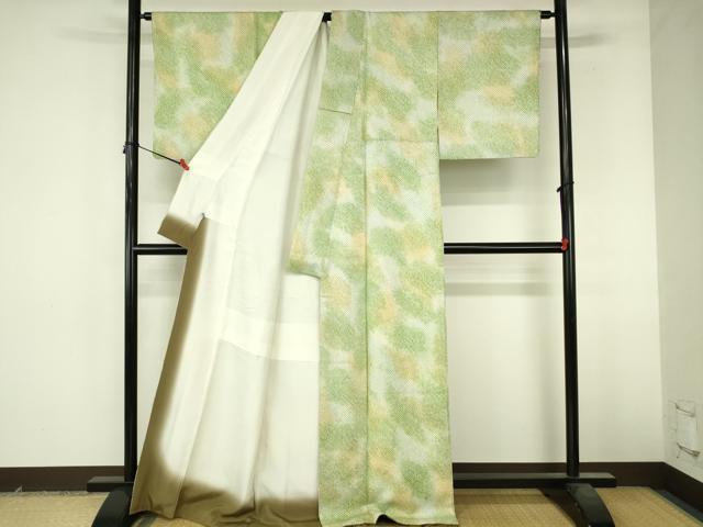 平和屋着物●上質な小紋　総絞り　霞文　暈し染め　ロング丈　正絹　逸品　DABI5180op