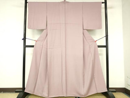 平和屋着物●上質な色無地　干割れ地紋　梅鼠色　正絹　逸品　DABI5182op