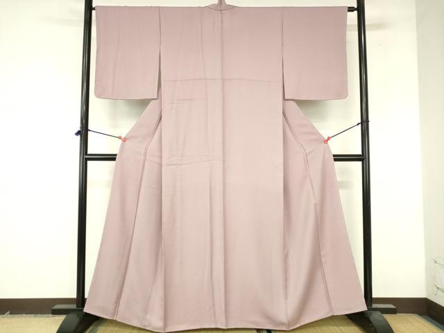 平和屋着物●上質な色無地　干割れ地紋　梅鼠色　正絹　逸品　DABI5182op
