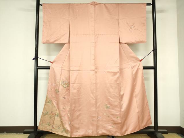 平和屋着物●中国三大刺繍　相良刺繍　総刺繍　訪問着　舞蝶花文　金彩　正絹　逸品　DABI5183op
