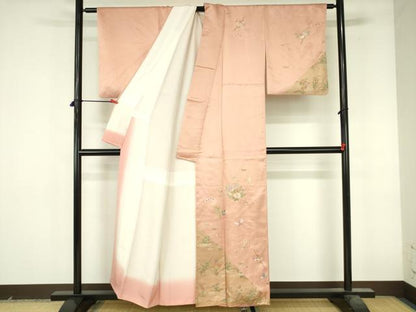 平和屋着物●中国三大刺繍　相良刺繍　総刺繍　訪問着　舞蝶花文　金彩　正絹　逸品　DABI5183op