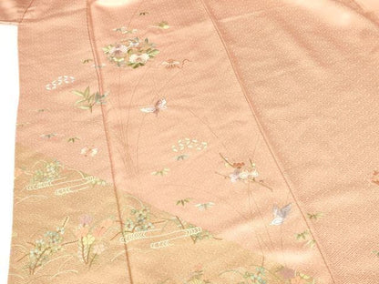 平和屋着物●中国三大刺繍　相良刺繍　総刺繍　訪問着　舞蝶花文　金彩　正絹　逸品　DABI5183op