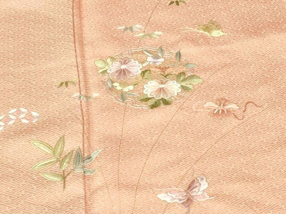 平和屋着物●中国三大刺繍　相良刺繍　総刺繍　訪問着　舞蝶花文　金彩　正絹　逸品　DABI5183op