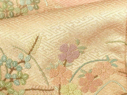 平和屋着物●中国三大刺繍　相良刺繍　総刺繍　訪問着　舞蝶花文　金彩　正絹　逸品　DABI5183op