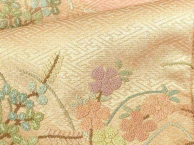 平和屋着物●中国三大刺繍　相良刺繍　総刺繍　訪問着　舞蝶花文　金彩　正絹　逸品　DABI5183op