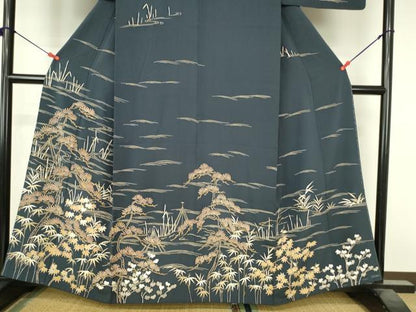 平和屋着物●訪問着　流水松葉花文　金彩　小田急百貨店扱い　正絹　逸品　DABI5186op