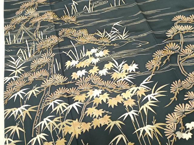 平和屋着物●訪問着　流水松葉花文　金彩　小田急百貨店扱い　正絹　逸品　DABI5186op