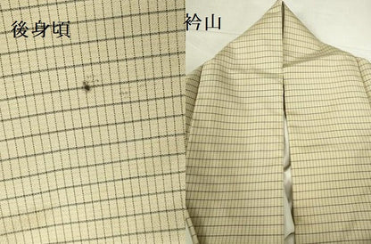 平和屋着物●上質なお召　変わり格子　正絹　逸品　DABI5187op