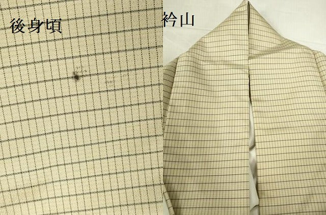 平和屋着物●上質なお召　変わり格子　正絹　逸品　DABI5187op